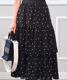 ドットプリント スリットヘム スカート Prima Scherrer