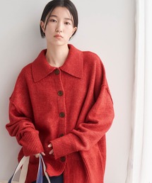 Chaco closet | 襟付きボリュームスリーブロングリブオーバーサイズニットカーディガン(カーディガン/ボレロ)