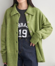 Chaco closet | 襟付きボリュームスリーブロングリブオーバーサイズニットカーディガン(カーディガン/ボレロ)
