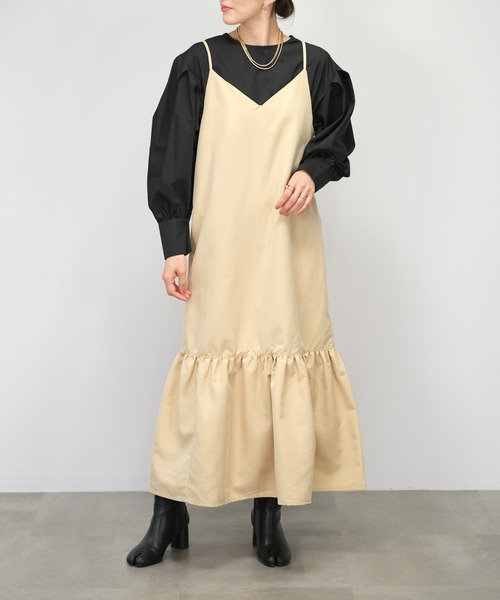 ＡＮＤＪ（アンドジェイ）の「【2022/AW】ソフトグログランティアードキャミワンピース（ワンピース・レディース・ブラック/ベージュ/グリーン/テラコッタ・M）」の4枚目の写真