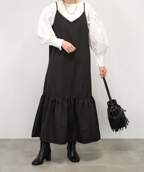 ＡＮＤＪ（アンドジェイ）の「【2022/AW】ソフトグログランティアードキャミワンピース（ワンピース・レディース・ブラック/ベージュ/グリーン/テラコッタ・M）」の13枚目の写真