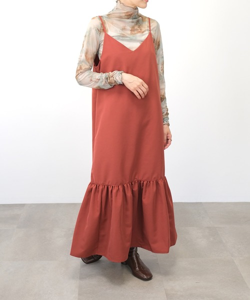 ＡＮＤＪ（アンドジェイ）の「【2022/AW】ソフトグログランティアードキャミワンピース（ワンピース・レディース・ブラック/ベージュ/グリーン/テラコッタ・M）」の15枚目の写真