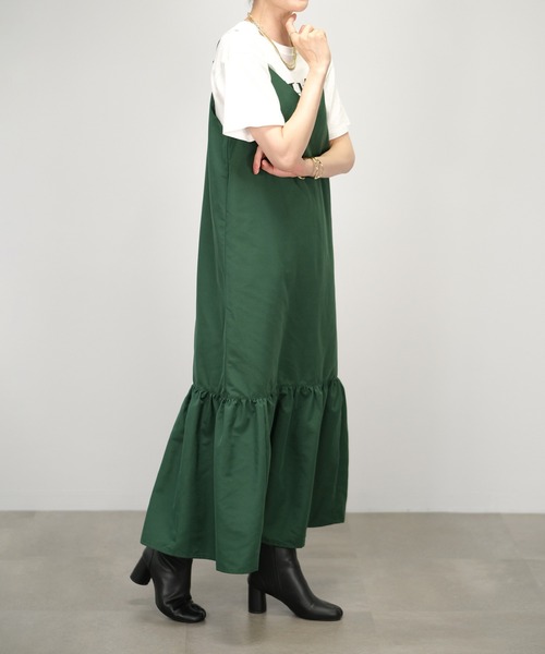 ＡＮＤＪ（アンドジェイ）の「【2022/AW】ソフトグログランティアードキャミワンピース（ワンピース・レディース・ブラック/ベージュ/グリーン/テラコッタ・M）」の6枚目の写真