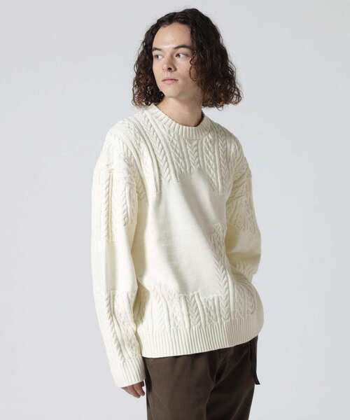 BEAVER（ビーバー）の「B omnivore/ビーオムニボー　SWITCHING CREW NECK SWEATER（ニット/セーター・メンズ・ブラック/アイボリー・M/L）」の15枚目の写真