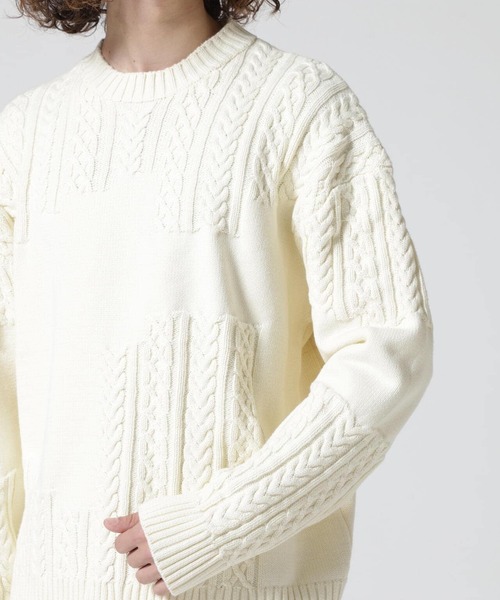 BEAVER（ビーバー）の「B omnivore/ビーオムニボー　SWITCHING CREW NECK SWEATER（ニット/セーター・メンズ・ブラック/アイボリー・M/L）」の19枚目の写真
