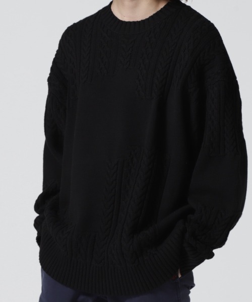 BEAVER（ビーバー）の「B omnivore/ビーオムニボー　SWITCHING CREW NECK SWEATER（ニット/セーター・メンズ・ブラック/アイボリー・M/L）」の13枚目の写真