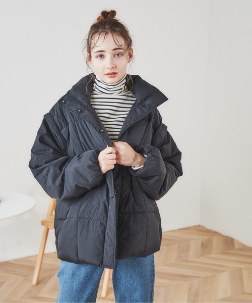 ANGIE（アンジー）の「2WAYファイバーダウンジャケット（ダウンジャケット/コート・レディース・アイボリー/ブラック/グレー・FREE）」の14枚目の写真