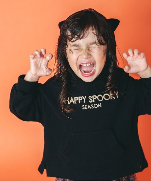 BREEZE(ブリーズ)の「おばけ・猫パーカー(パーカー・キッズ・ブラック/オフホワイト・90/100/110/120/80/130)」の2枚目の写真