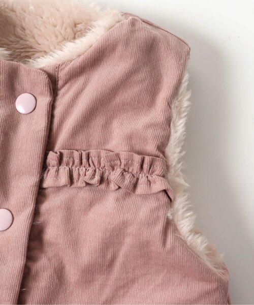 Seraph（セラフ）の「エコファーリバーシブルベスト（ダウンベスト・キッズ・アイボリー/ブラウン/ピンク・110/130/95/100/90/80/140/120）」の19枚目の写真