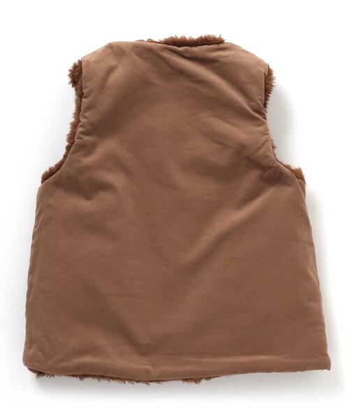 Seraph（セラフ）の「エコファーリバーシブルベスト（ダウンベスト・キッズ・アイボリー/ブラウン/ピンク・110/130/95/100/90/80/140/120）」の12枚目の写真