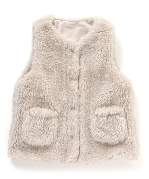 Seraph（セラフ）の「エコファーリバーシブルベスト（ダウンベスト・キッズ・アイボリー/ブラウン/ピンク・110/130/95/100/90/80/140/120）」の7枚目の写真