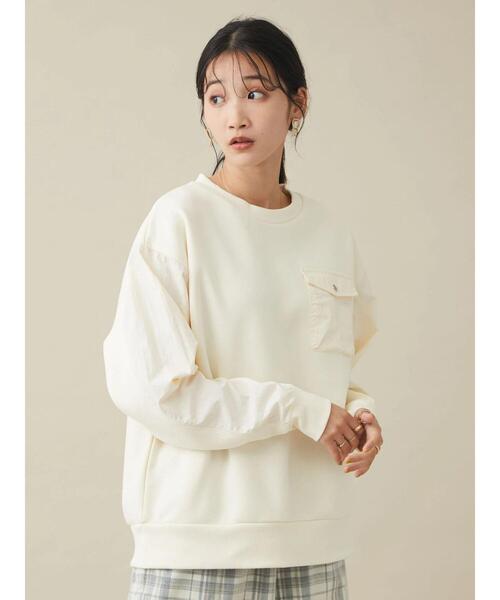 CRAFT STANDARD BOUTIQUE（クラフトスタンダードブティック）の「切替デザイン裏毛プルオーバー（スウェット・レディース・アイボリー/チャコールグレー・FREE）」の5枚目の写真