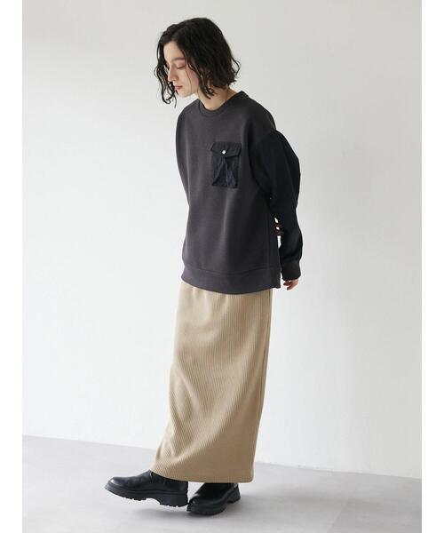 CRAFT STANDARD BOUTIQUE（クラフトスタンダードブティック）の「切替デザイン裏毛プルオーバー（スウェット・レディース・アイボリー/チャコールグレー・FREE）」の21枚目の写真