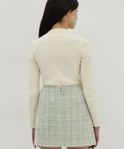 Love,Bonito(ラブボニート)の「レイン ツイード ミニスカート(スカート・レディース・ブラック/グリーン・LARGE/MEDIUM/SMALL/X-SMALL)」の5枚目の写真
