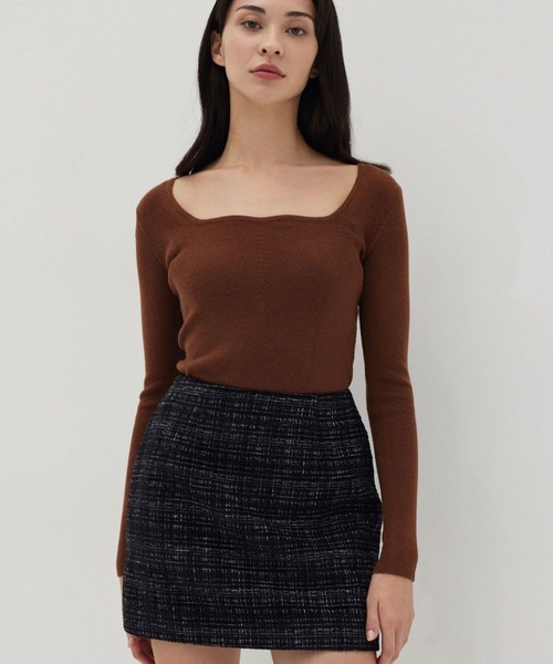 Love,Bonito(ラブボニート)の「レイン ツイード ミニスカート(スカート・レディース・ブラック/グリーン・LARGE/MEDIUM/SMALL/X-SMALL)」の7枚目の写真