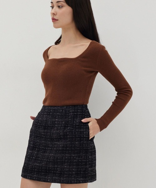 Love,Bonito(ラブボニート)の「レイン ツイード ミニスカート(スカート・レディース・ブラック/グリーン・LARGE/MEDIUM/SMALL/X-SMALL)」の8枚目の写真