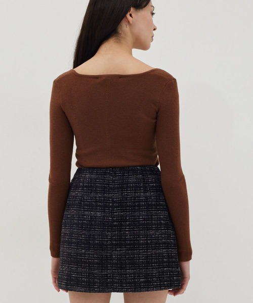 Love,Bonito(ラブボニート)の「レイン ツイード ミニスカート(スカート・レディース・ブラック/グリーン・LARGE/MEDIUM/SMALL/X-SMALL)」の9枚目の写真