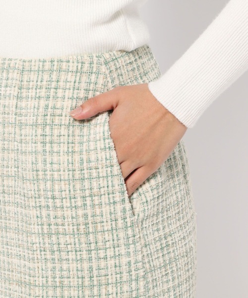 Love,Bonito(ラブボニート)の「レイン ツイード ミニスカート(スカート・レディース・ブラック/グリーン・LARGE/MEDIUM/SMALL/X-SMALL)」の17枚目の写真