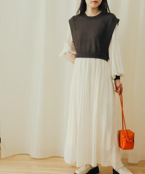 SENSE OF PLACE by URBAN RESEARCH（センスオブプレイスバイアーバンリサーチ）の「マジョリカプリーツドッキングワンピース（ワンピース・レディース・ブラック系その他/グレー系その他/ベージュ系その他・ONE）」の20枚目の写真