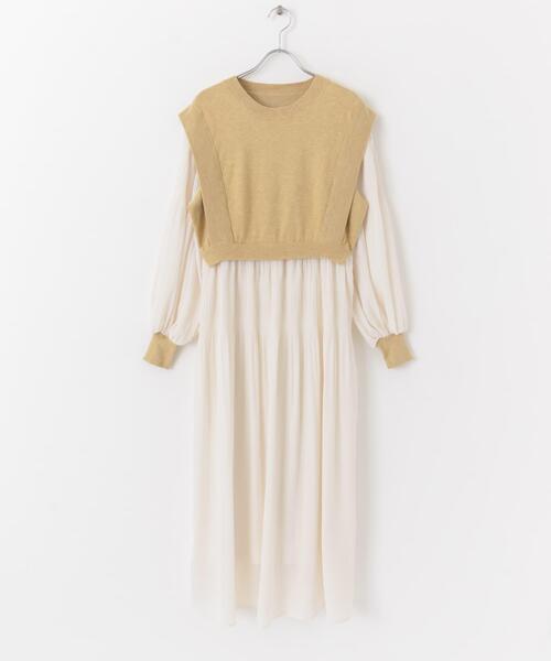 SENSE OF PLACE by URBAN RESEARCH（センスオブプレイスバイアーバンリサーチ）の「マジョリカプリーツドッキングワンピース（ワンピース・レディース・ブラック系その他/グレー系その他/ベージュ系その他・ONE）」の6枚目の写真