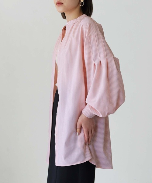 vingtrois（バントロア）の「【Vingtrois】ストライプタックボリュームブラウス（シャツ/ブラウス・レディース・イエロー/ネイビー/ピンク/オフホワイト/サックスブルー・M）」の5枚目の写真