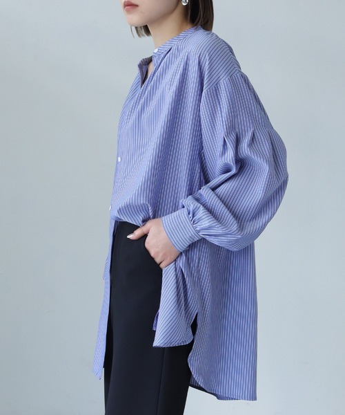 vingtrois（バントロア）の「【Vingtrois】ストライプタックボリュームブラウス（シャツ/ブラウス・レディース・イエロー/ネイビー/ピンク/オフホワイト/サックスブルー・M）」の13枚目の写真