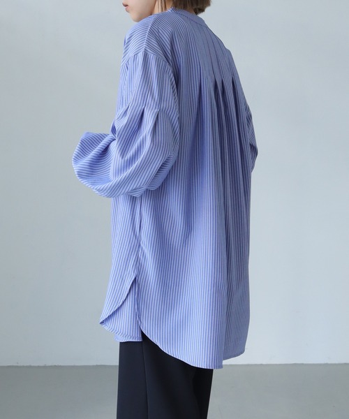 vingtrois（バントロア）の「【Vingtrois】ストライプタックボリュームブラウス（シャツ/ブラウス・レディース・イエロー/ネイビー/ピンク/オフホワイト/サックスブルー・M）」の14枚目の写真