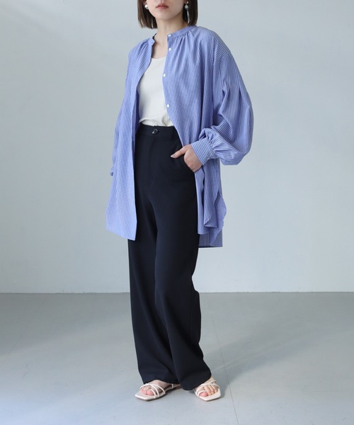 vingtrois（バントロア）の「【Vingtrois】ストライプタックボリュームブラウス（シャツ/ブラウス・レディース・イエロー/ネイビー/ピンク/オフホワイト/サックスブルー・M）」の15枚目の写真