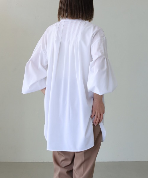 vingtrois（バントロア）の「【Vingtrois】ストライプタックボリュームブラウス（シャツ/ブラウス・レディース・イエロー/ネイビー/ピンク/オフホワイト/サックスブルー・M）」の8枚目の写真