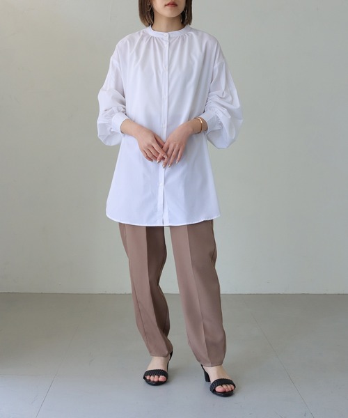 vingtrois（バントロア）の「【Vingtrois】ストライプタックボリュームブラウス（シャツ/ブラウス・レディース・イエロー/ネイビー/ピンク/オフホワイト/サックスブルー・M）」の9枚目の写真