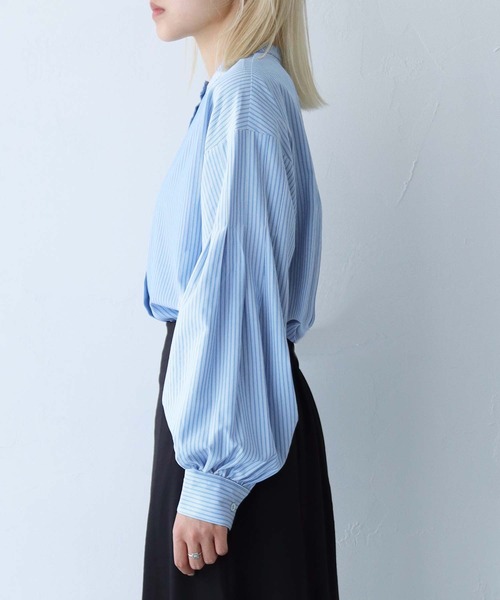 vingtrois（バントロア）の「【Vingtrois】ストライプタックボリュームブラウス（シャツ/ブラウス・レディース・イエロー/ネイビー/ピンク/オフホワイト/サックスブルー・M）」の22枚目の写真