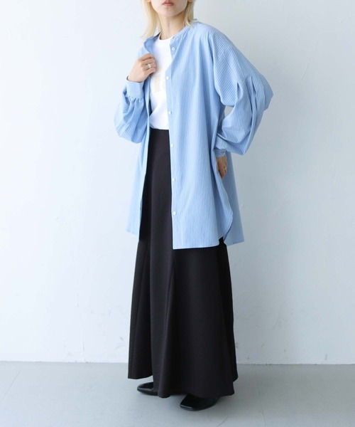 vingtrois（バントロア）の「【Vingtrois】ストライプタックボリュームブラウス（シャツ/ブラウス・レディース・イエロー/ネイビー/ピンク/オフホワイト/サックスブルー・M）」の18枚目の写真