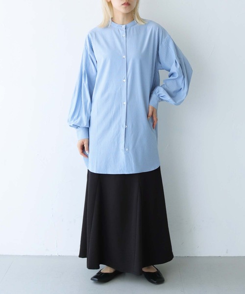 vingtrois（バントロア）の「【Vingtrois】ストライプタックボリュームブラウス（シャツ/ブラウス・レディース・イエロー/ネイビー/ピンク/オフホワイト/サックスブルー・M）」の19枚目の写真