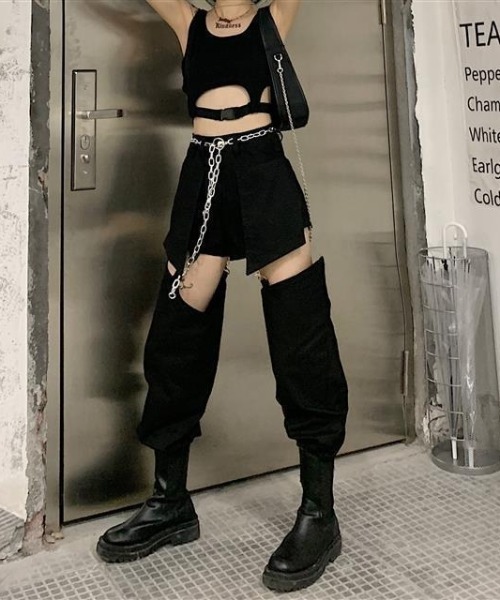 VIBGYOR（ヴィブジョー）の「膝魅せ''2WAY''デニムパンツ(TS)（デニムパンツ・レディース・ブラック/ブルー・MEDIUM/LARGE/X-LARGE）」の22枚目の写真