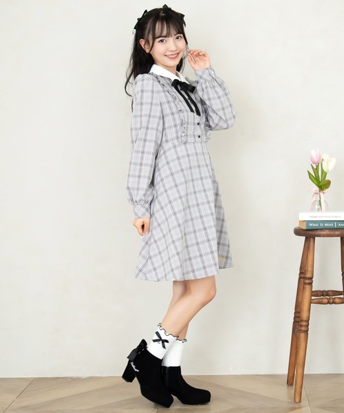 希少 la pafait ピンクチェック リボン付きワンピース ラパフェ 希少 レア ギンガムチェック ワンピース リボン ピンク