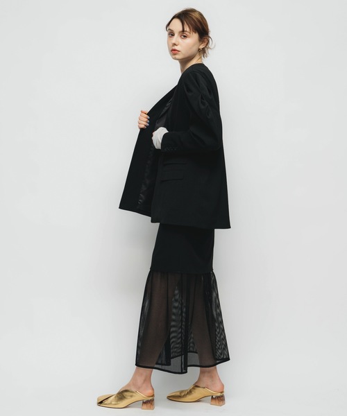 led.tokyo（レッドトウキョウ）の「【led.tokyo】ショルダーコンシャスルーズノーカラージャケット（テーラードジャケット・レディース・ブラック/ベージュ・FREE）」の19枚目の写真