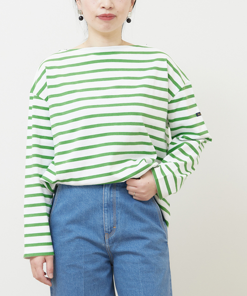 LEMINOR（ルミノール）の「《別注》【Leminor/ルミノア】For Lessage バスクシャツ：カットソー（Tシャツ/カットソー・レディース・ブラック/グリーン・3）」の2枚目の写真