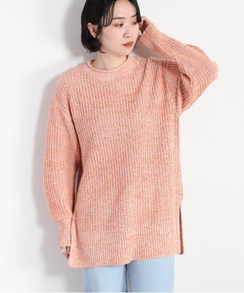 cepo(セポ)の「ミックスカラーロングニット(ニット/セーター・レディース・ブラック/オレンジ/グリーン・M)」の3枚目の写真