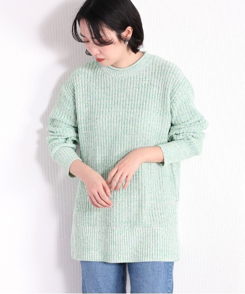 cepo(セポ)の「ミックスカラーロングニット(ニット/セーター・レディース・ブラック/オレンジ/グリーン・M)」の1枚目の写真