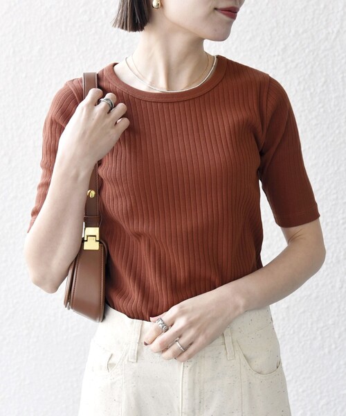 SHIPS any:〈洗濯機可能〉テレコ リブ ハーフスリーブ TEE（Tシャツ