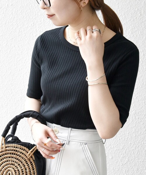 SHIPS any（シップス エニィ）の「SHIPS any:〈洗濯機可能〉テレコ リブ ハーフスリーブ TEE（Tシャツ/カットソー・レディース・ライトイエロー/ホワイト/その他/イエロー/ブラック/ブルー/ブラウン/ロイヤルブルー・ONE SIZE）」の12枚目の写真