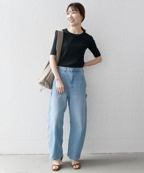 SHIPS any:〈洗濯機可能〉テレコ リブ ハーフスリーブ TEE（Tシャツ