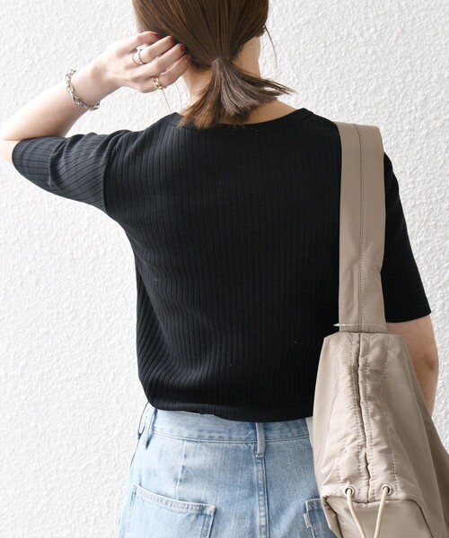 SHIPS any:〈洗濯機可能〉テレコ リブ ハーフスリーブ TEE（T