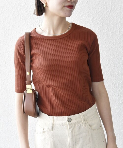 SHIPS any（シップス エニィ）の「SHIPS any:〈洗濯機可能〉テレコ リブ ハーフスリーブ TEE（Tシャツ/カットソー・レディース・ライトイエロー/ホワイト/その他/イエロー/ブラック/ブルー/ブラウン/ロイヤルブルー・ONE SIZE）」の22枚目の写真