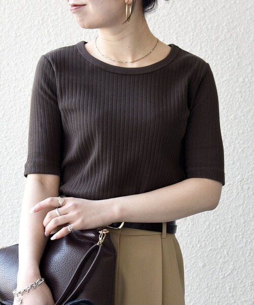 SHIPS any(シップス エニィ)の「【WEB限定】SHIPS any:〈洗濯機可能〉テレコ リブ ハーフスリーブ TEE(Tシャツ/カットソー・レディース・ライトイエロー/ホワイト/その他/イエロー/ブラック/ブルー/ブラウン/ロイヤルブルー/ダークブラウン・ONE SIZE)」の21枚目の写真