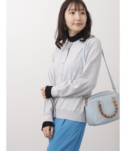 Te chichi TERRASSE(テチチテラス)の「バイカラーラインクルーカーディガン(カーディガン/ボレロ・レディース・ネイビー/イエロー/グレー・フリ-)」の4枚目の写真