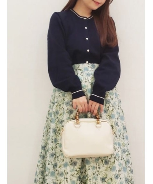 Te chichi TERRASSE(テチチテラス)の「バイカラーラインクルーカーディガン(カーディガン/ボレロ・レディース・ネイビー/イエロー/グレー・フリ-)」の3枚目の写真