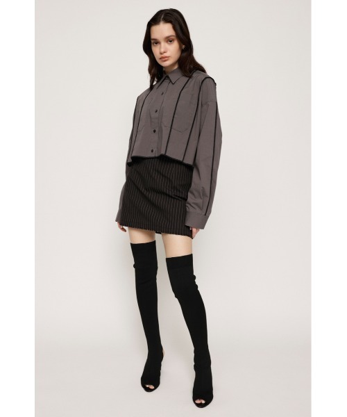 SLY(スライ)の「CROPPED OVER LOCK UP SH クロップド丈 オーバーサイズ ロックアップ シャツ(シャツ/ブラウス・レディース・ライトブラック/ホワイト/ピンク・FREE)」の10枚目の写真