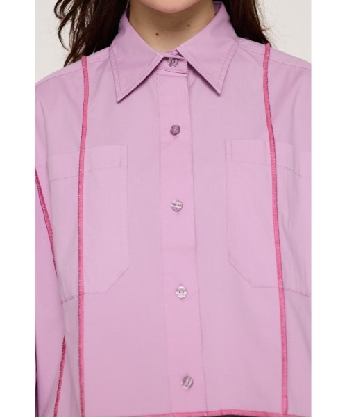 SLY(スライ)の「CROPPED OVER LOCK UP SH クロップド丈 オーバーサイズ ロックアップ シャツ(シャツ/ブラウス・レディース・ライトブラック/ホワイト/ピンク・FREE)」の19枚目の写真