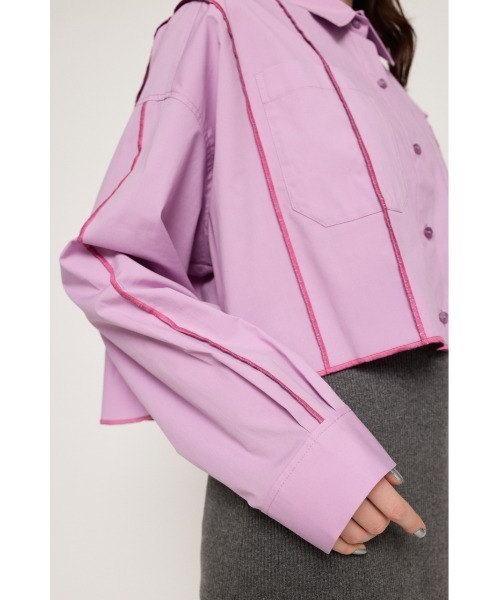 SLY(スライ)の「CROPPED OVER LOCK UP SH クロップド丈 オーバーサイズ ロックアップ シャツ(シャツ/ブラウス・レディース・ライトブラック/ホワイト/ピンク・FREE)」の21枚目の写真